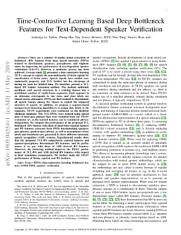 Time-Contrastive Learning Based Deep Bottleneck Features for
  Text-Dependent Speaker Verification