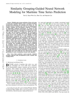 Similarity Grouping-Guided Neural Network Modeling for Maritime Time
  Series Prediction