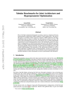 Tabular Benchmarks for Joint Architecture and Hyperparameter
  Optimization