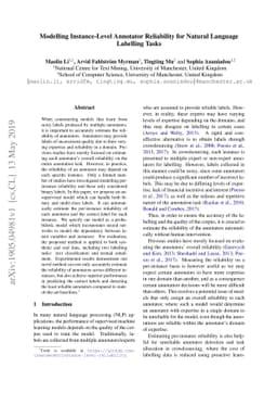 Modelling Instance-Level Annotator Reliability for Natural Language
  Labelling Tasks
