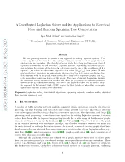 A Distributed Laplacian Solver and its Applications to Electrical Flow
  and Random Spanning Tree Computation