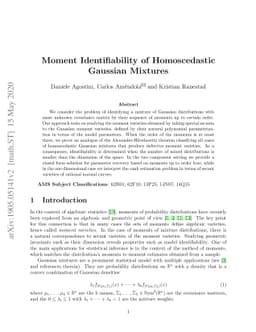 Moment Identifiability of Homoscedastic Gaussian Mixtures
