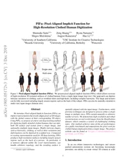 PIFu: Pixel-Aligned Implicit Function for High-Resolution Clothed Human
  Digitization
