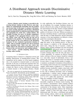 A Distributed Approach towards Discriminative Distance Metric Learning