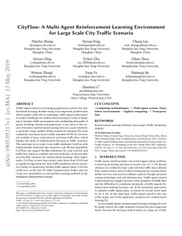 CityFlow: A Multi-Agent Reinforcement Learning Environment for Large
  Scale City Traffic Scenario
