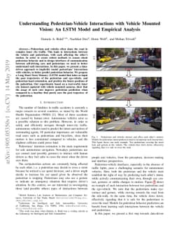 Understanding Pedestrian-Vehicle Interactions with Vehicle Mounted
  Vision: An LSTM Model and Empirical Analysis