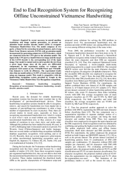 End to End Recognition System for Recognizing Offline Unconstrained
  Vietnamese Handwriting