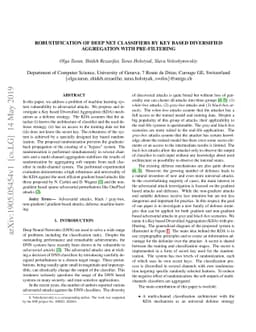 Robustification of deep net classifiers by key based diversified
  aggregation with pre-filtering