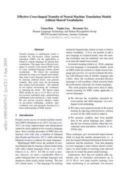 Effective Cross-lingual Transfer of Neural Machine Translation Models
  without Shared Vocabularies