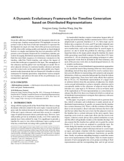 A Dynamic Evolutionary Framework for Timeline Generation based on
  Distributed Representations