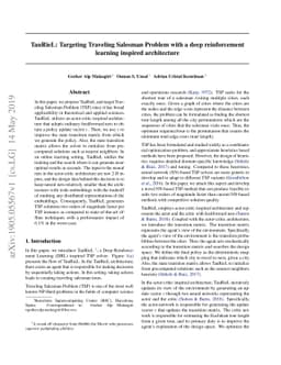 TauRieL: Targeting Traveling Salesman Problem with a deep reinforcement
  learning inspired architecture