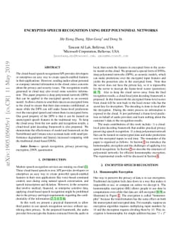 Encrypted Speech Recognition using Deep Polynomial Networks