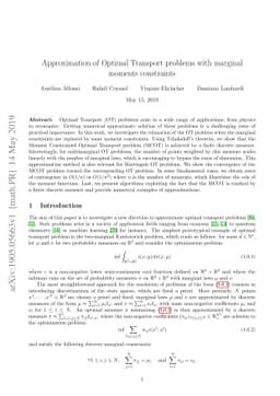 Approximation of Optimal Transport problems with marginal moments
  constraints