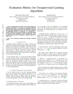 Evaluation Metrics for Unsupervised Learning Algorithms