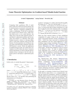 Game Theoretic Optimization via Gradient-based Nikaido-Isoda Function