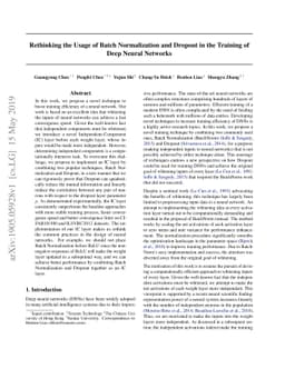 Rethinking the Usage of Batch Normalization and Dropout in the Training
  of Deep Neural Networks