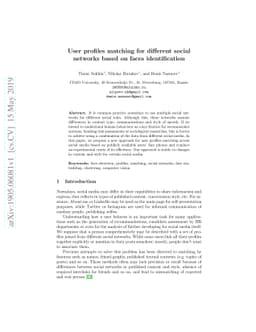 User profiles matching for different social networks based on faces
  embeddings