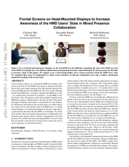 Frontal Screens on Head-Mounted Displays to Increase Awareness of the
  HMD Users' State in Mixed Presence Collaboration