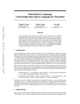 Neural Query Language: A Knowledge Base Query Language for Tensorflow