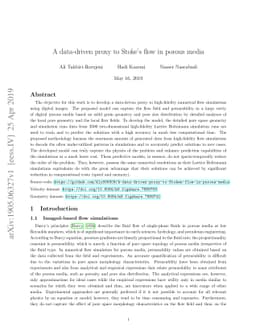 A data-driven proxy to Stoke's flow in porous media
