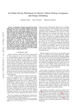 An Online Pricing Mechanism for Electric Vehicle Parking Assignment and
  Charge Scheduling