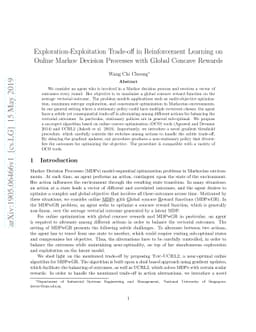 Exploration-Exploitation Trade-off in Reinforcement Learning on Online
  Markov Decision Processes with Global Concave Rewards