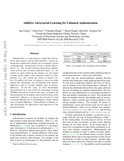 Additive Adversarial Learning for Unbiased Authentication