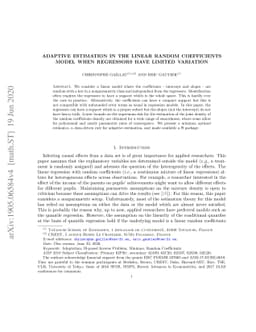 Adaptive estimation in the linear random coefficients model when
  regressors have limited variation