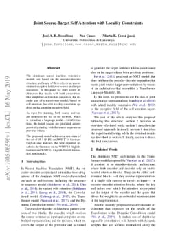 Joint Source-Target Self Attention with Locality Constraints