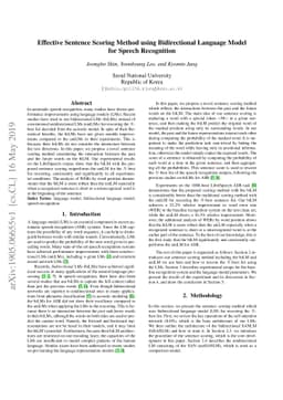 Effective Sentence Scoring Method using Bidirectional Language Model for
  Speech Recognition