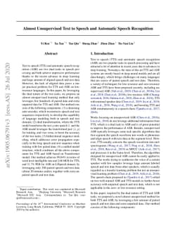 Almost Unsupervised Text to Speech and Automatic Speech Recognition