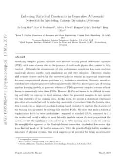 Enforcing Statistical Constraints in Generative Adversarial Networks for
  Modeling Chaotic Dynamical Systems