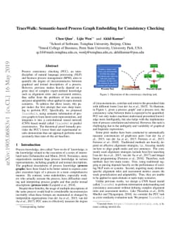 TraceWalk: Semantic-based Process Graph Embedding for Consistency
  Checking