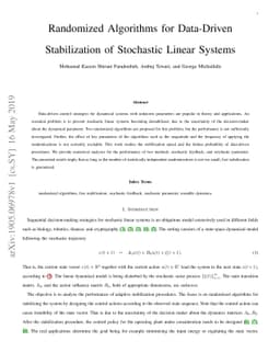 Randomized Algorithms for Data-Driven Stabilization of Stochastic Linear
  Systems