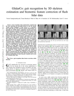GlidarCo: gait recognition by 3D skeleton estimation and biometric
  feature correction of flash lidar data