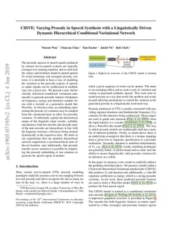 CHiVE: Varying Prosody in Speech Synthesis with a Linguistically Driven
  Dynamic Hierarchical Conditional Variational Network