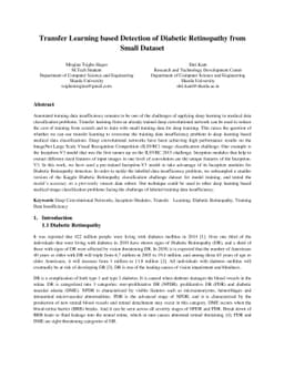 Transfer Learning based Detection of Diabetic Retinopathy from Small
  Dataset
