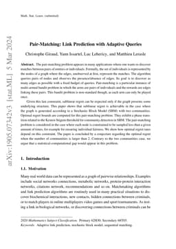 Pair-Matching: Links Prediction with Adaptive Queries