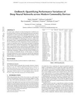 EmBench: Quantifying Performance Variations of Deep Neural Networks
  across Modern Commodity Devices