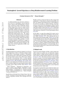 Stratospheric Aerosol Injection as a Deep Reinforcement Learning Problem