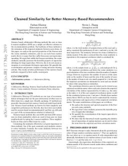 Cleaned Similarity for Better Memory-Based Recommenders