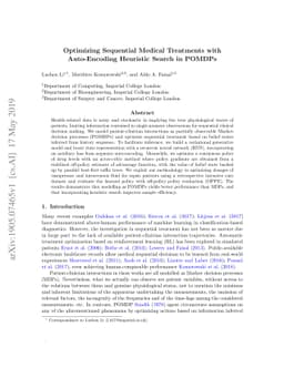 Optimizing Sequential Medical Treatments with Auto-Encoding Heuristic
  Search in POMDPs