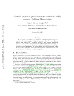 Practical Bayesian Optimization with Threshold-Guided Marginal
  Likelihood Maximization