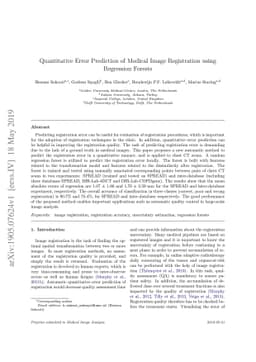 Quantitative Error Prediction of Medical Image Registration using
  Regression Forests
