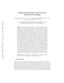 Multimodal 3D Object Detection from Simulated Pretraining