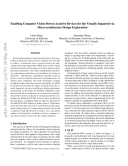Enabling Computer Vision Driven Assistive Devices for the Visually
  Impaired via Micro-architecture Design Exploration