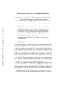 MaxEntropy Pursuit Variational Inference