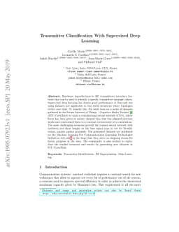 Transmitter Classification With Supervised Deep Learning