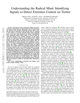 Understanding the Radical Mind: Identifying Signals to Detect Extremist
  Content on Twitter
