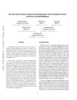 Be Your Own Teacher: Improve the Performance of Convolutional Neural
  Networks via Self Distillation